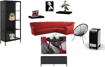 obývačka čierno-červená