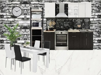 Moderná čierno-biela kuchyňa