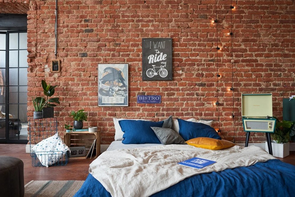 Súprava 3 modrých úložných košíkov Hübsch Wire Azul