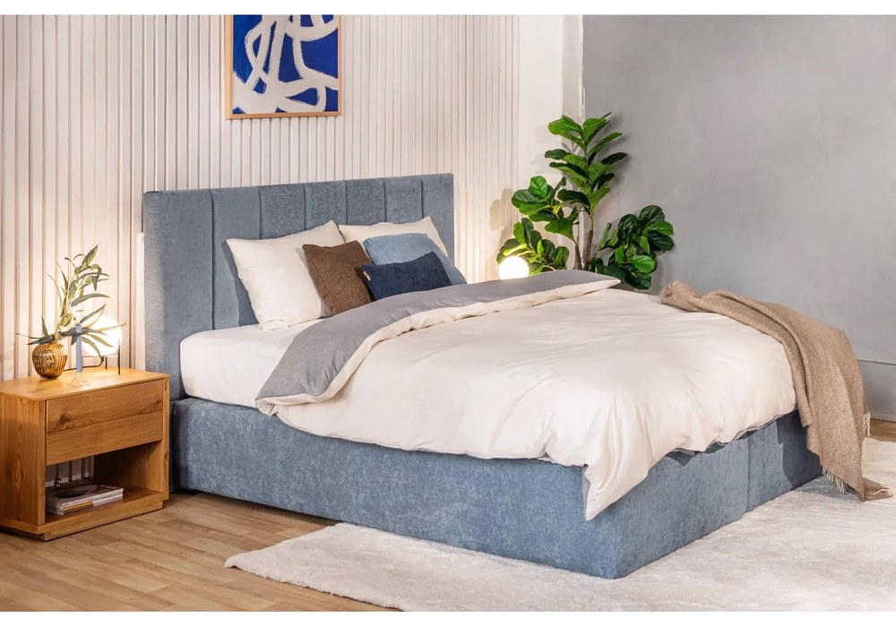 Modrá boxspring posteľ s úložným priestorom 160x200 cm Elva Bold – Bonami Selection