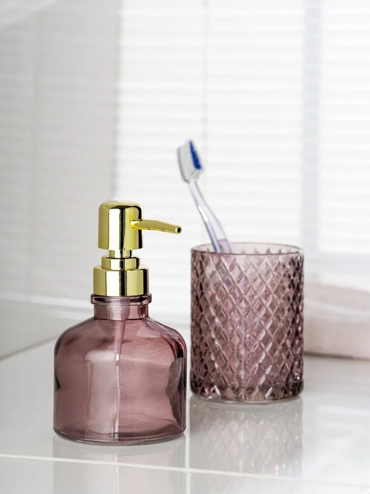 Tmavoružový sklenený dávkovač mydla 200 ml Atessa – Wenko