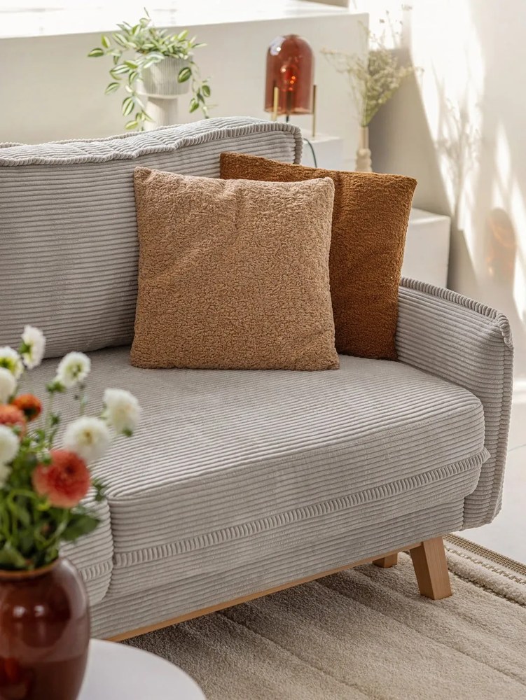 Béžová menčestrová rozkladacia pohovka 218 cm Tori - Bonami Selection