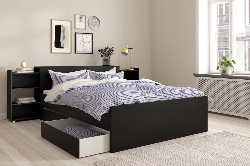 Čierne zásuvky pod posteľ v súprave 2 ks 90x190/140x190 cm Naia – Tvilum