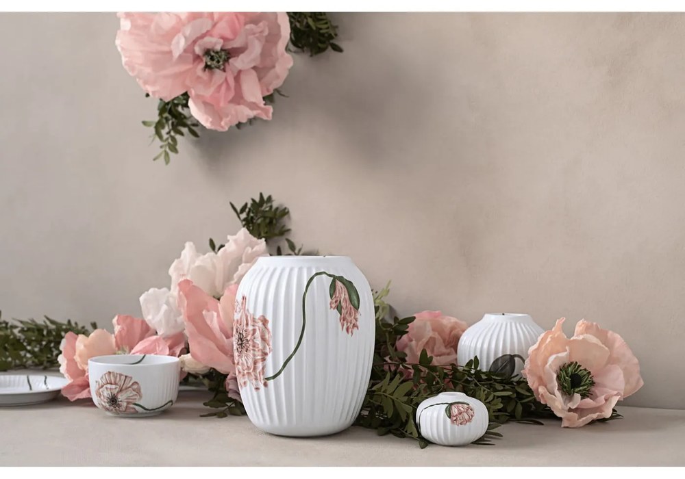 Biela porcelánová váza Kähler Design Poppy, výška 21 cm