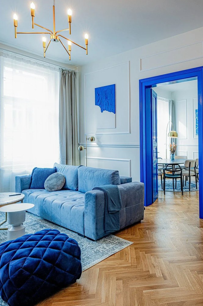 Modrý bavlnený dekoratívny vankúš Tiseco Home Studio Waffle, 45 x 45 cm