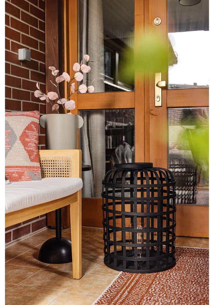 Súprava 2 čiernych bambusových lampášov Hübsch Bamboo Garo