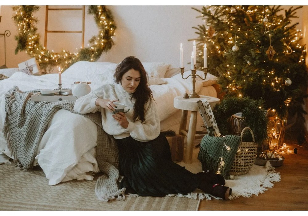 Béžový vlnený koberec Bloomingville Nature, ⌀ 110 cm