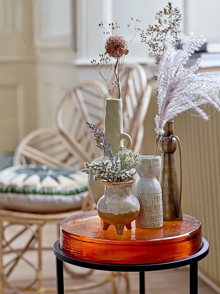 Biela váza z kameniny Bloomingville Geometric