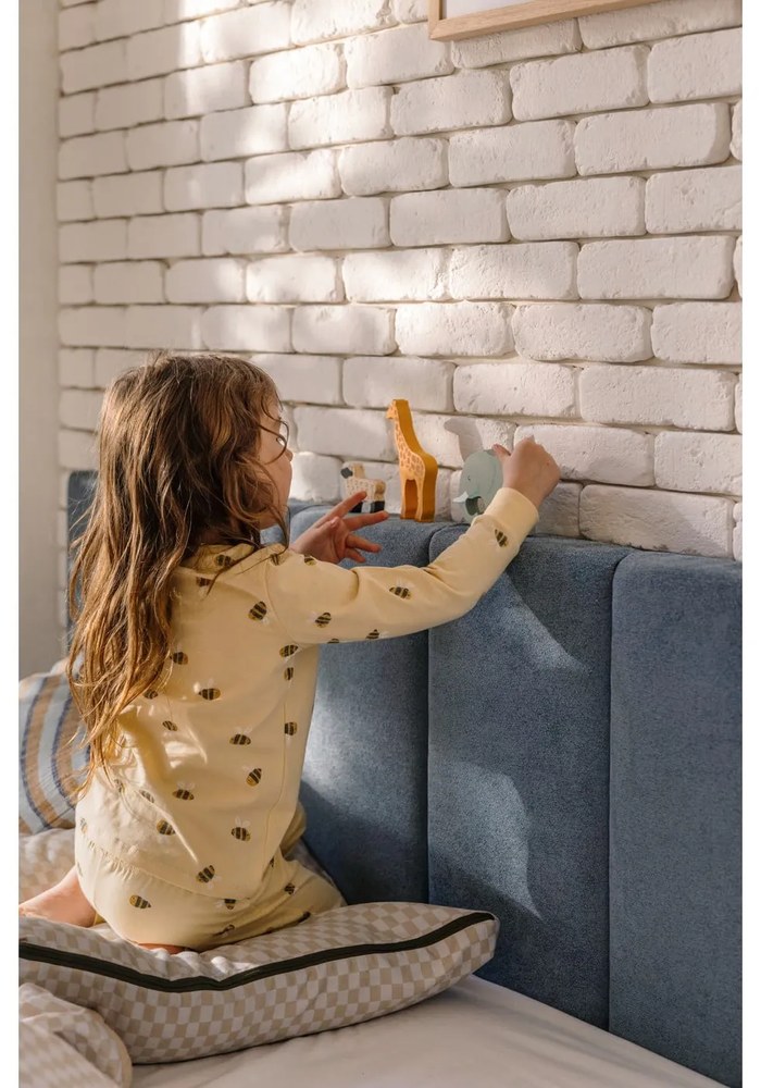 Modrá boxspring posteľ s úložným priestorom 180x200 cm Elva Bold Line – Bonami Selection