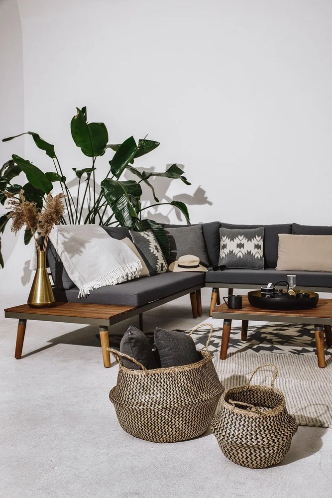 Sivá záhradná pohovka s konštrukciou z akáciového dreva Bonami Selection Lustio