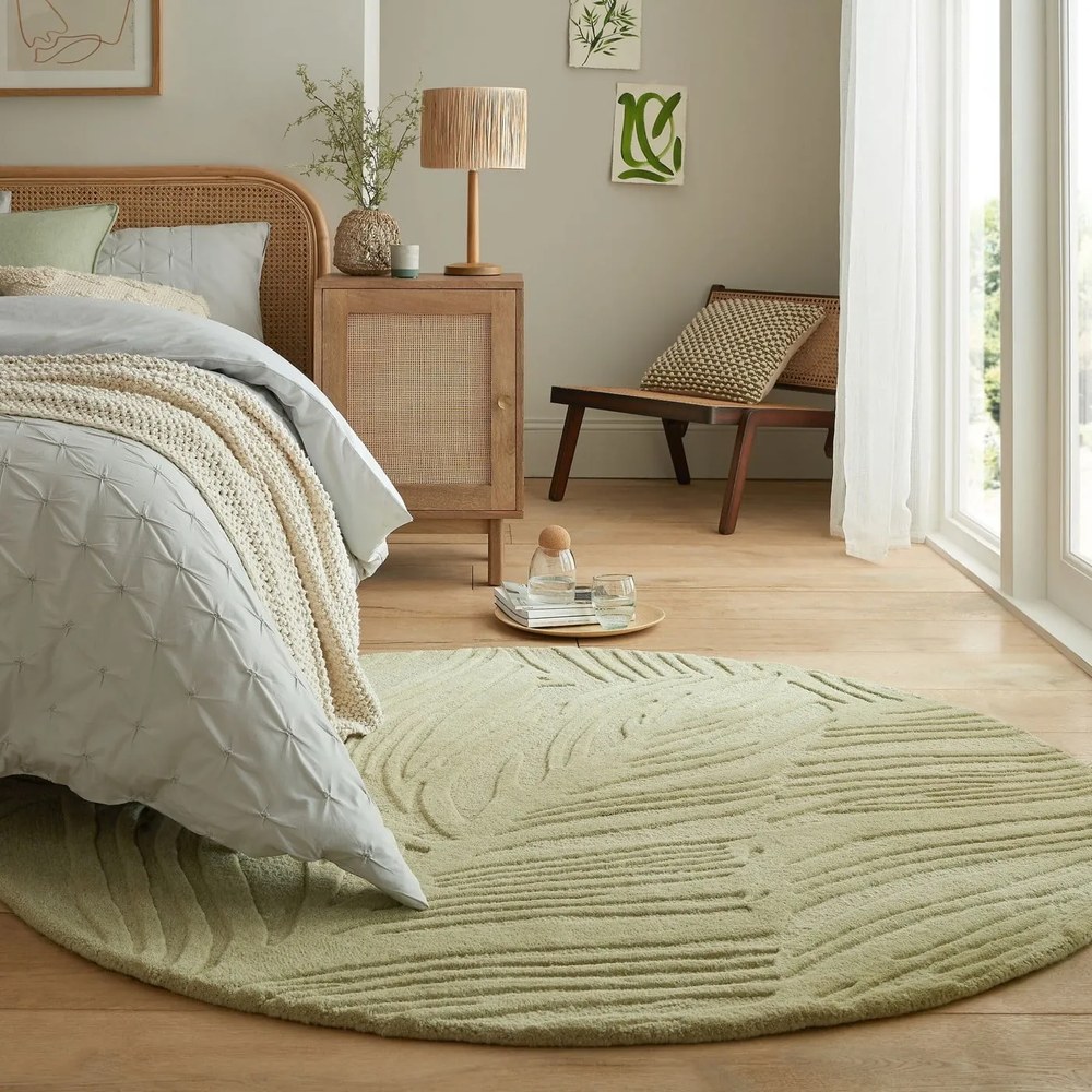 Zelený vlnený okrúhly koberec ø 160 cm Lino Leaf – Flair Rugs