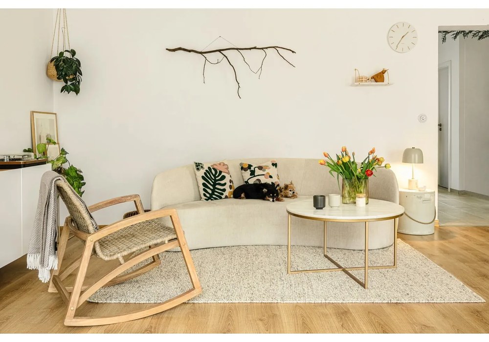 Biela/v prírodnej farbe nízka komoda v dekore duba 165x78 cm Arista – Teulat