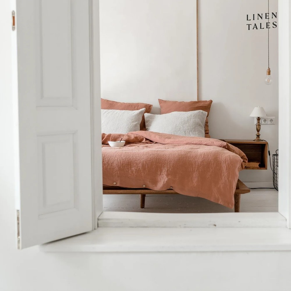 Biela ľanová obliečka na vankúš Linen Tales, 45 x 45 cm