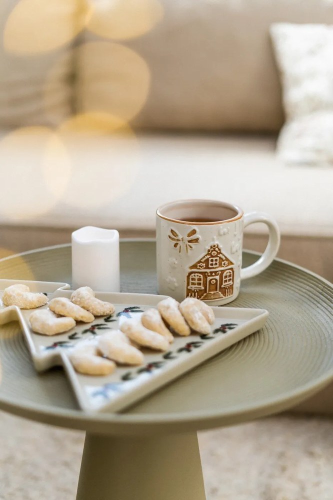 Béžový hliníkový odkladací stolík White Label Ringar, ø 39,5 cm