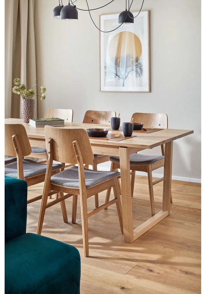 Svetlohnedá jedálenská stolička so svetlosivým sedákom Rowico Nagano