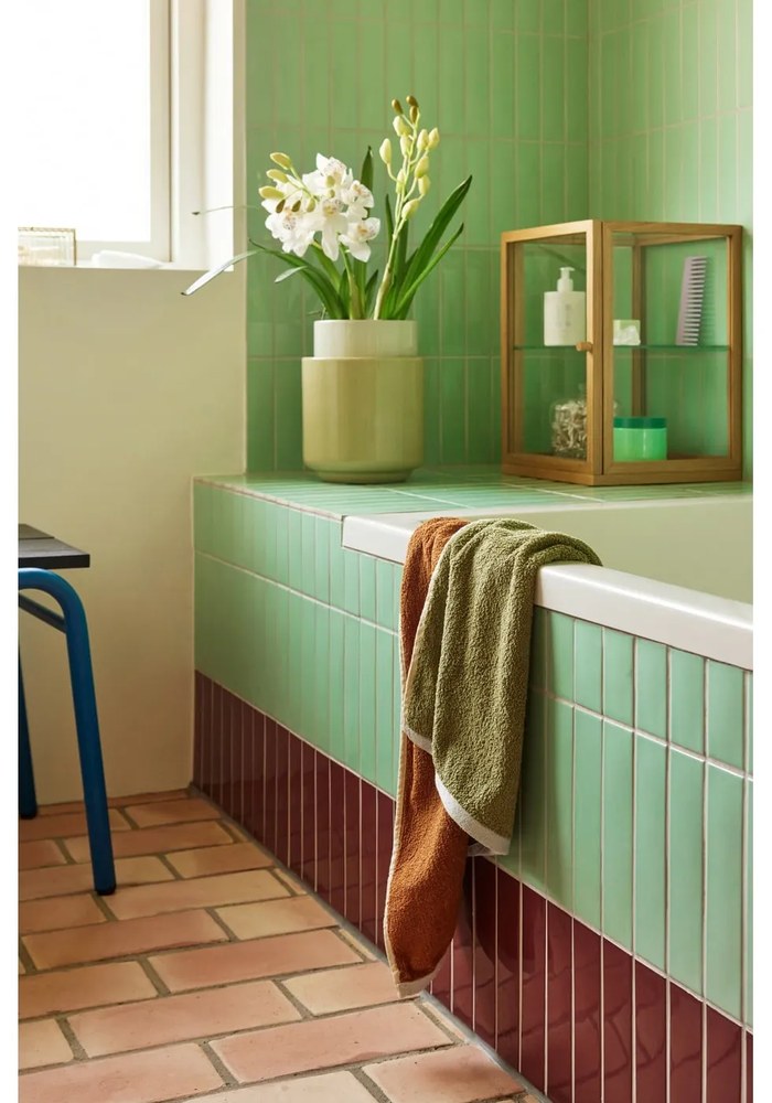 Hnedá froté bavlnená osuška 70x140 cm Block – Hübsch