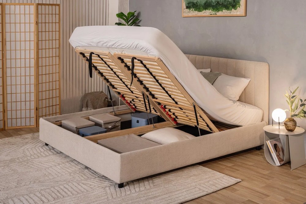 Béžový látkový úložný box s vekom 35x26x19 cm Soft Storage – Bigso