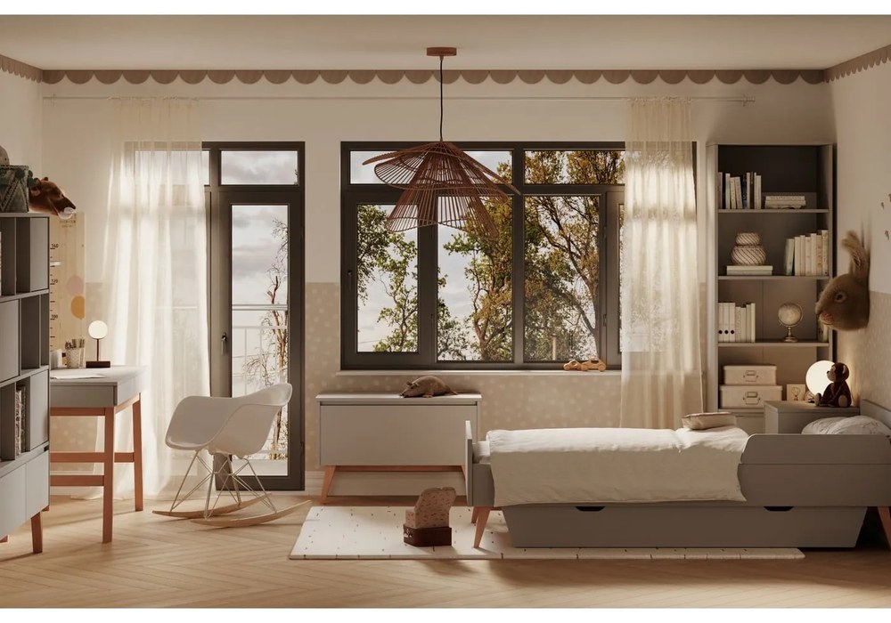 Sivá zásuvka pod detskú posteľ 90x200 cm Swing – Pinio
