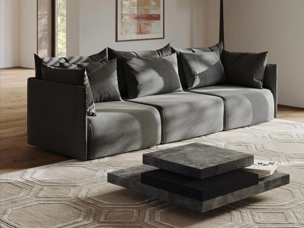 Sivý konferenčný stolík v dekore betónu 110x110 cm Slate - TemaHome