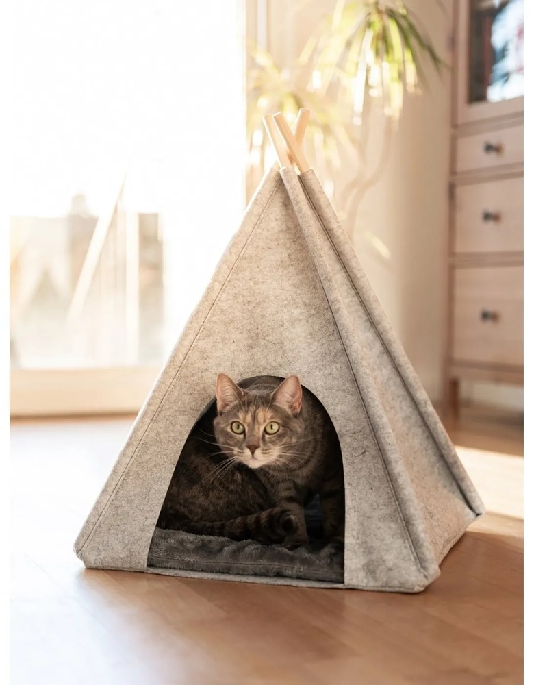 Svetlosivý teepee stan pre domácich maznáčikov Wenko