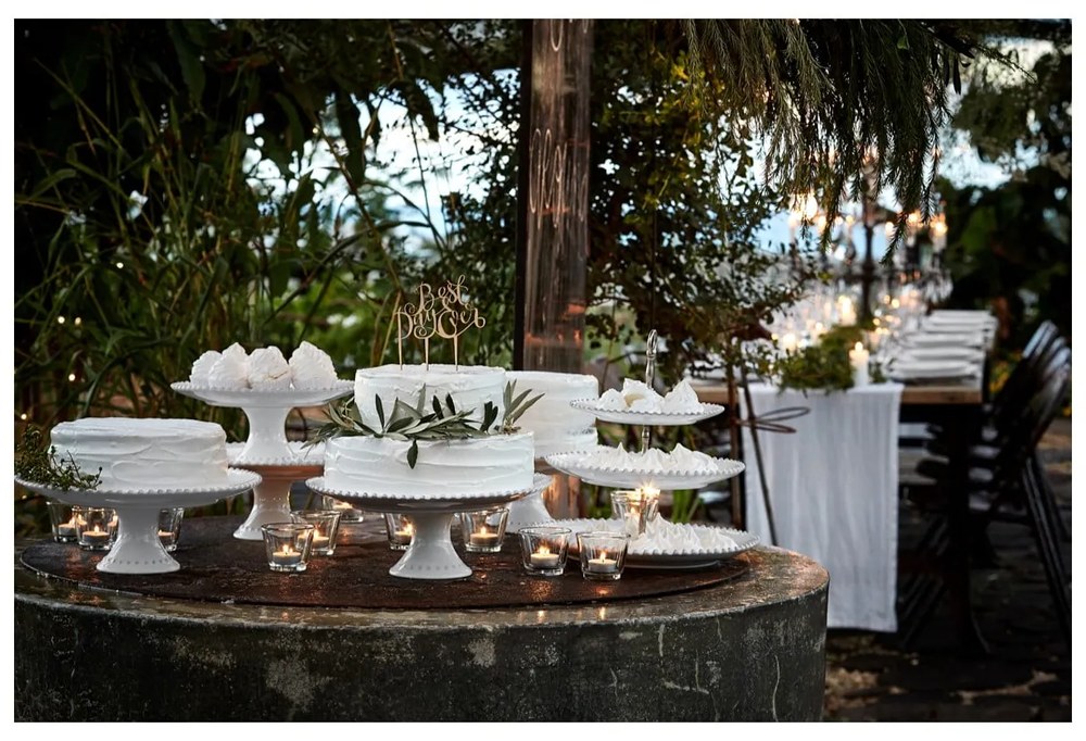 Biely kameninový podnos na tortu Costa Nova Pearl, ⌀ 22 cm