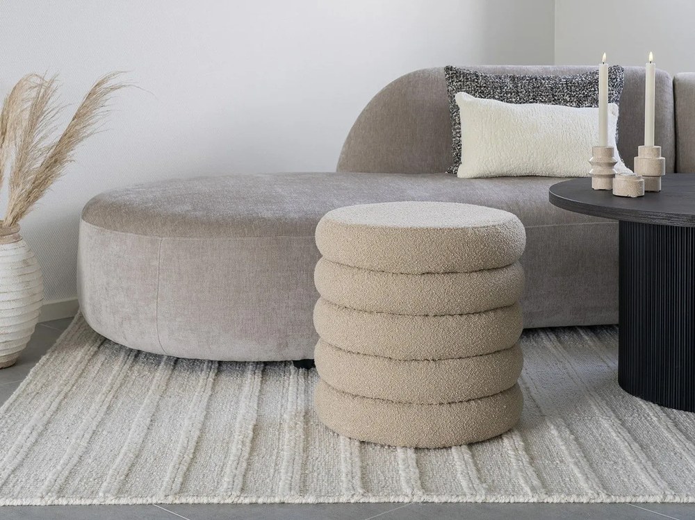 Béžový taburet z textílie buklé Brooklyn – House Nordic