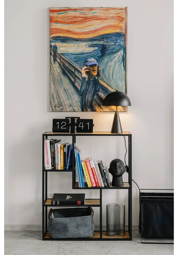 Nástenná knižnica v dekore duba v čierno-prírodnej farbe 75x91 cm Seaford – Actona