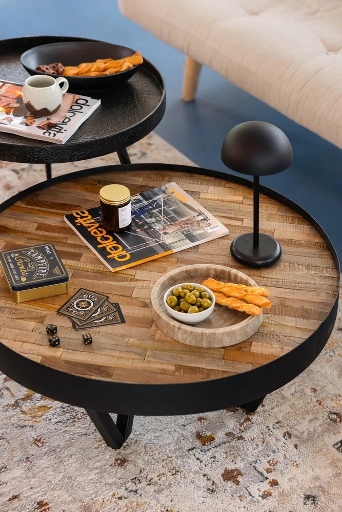 Čierny odkladací stolík BePureHome Bounds, ø 58 cm