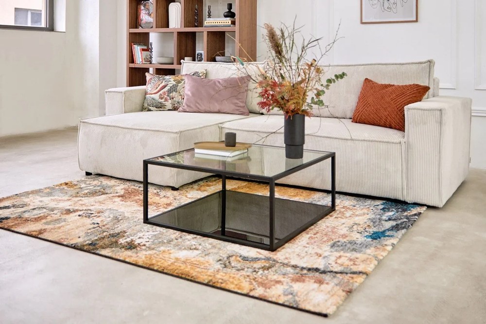 Bielo-béžová menčestrová rozkladacia rohová variabilná pohovka Nihad – Bobochic Paris