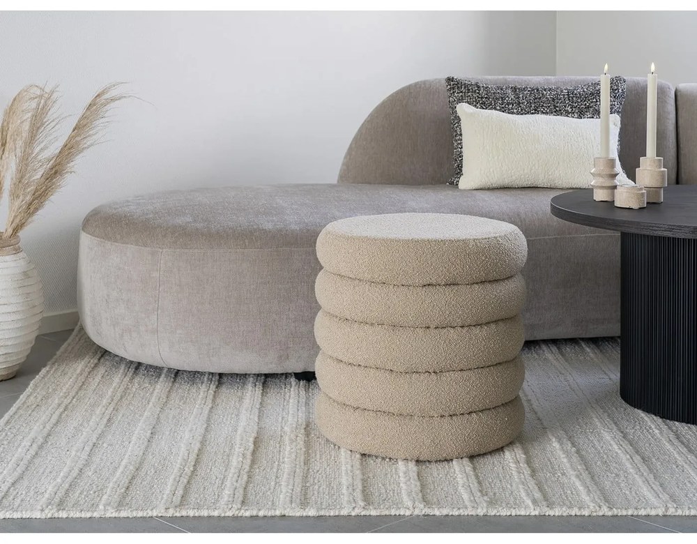 Béžový taburet z textílie buklé Brooklyn – House Nordic