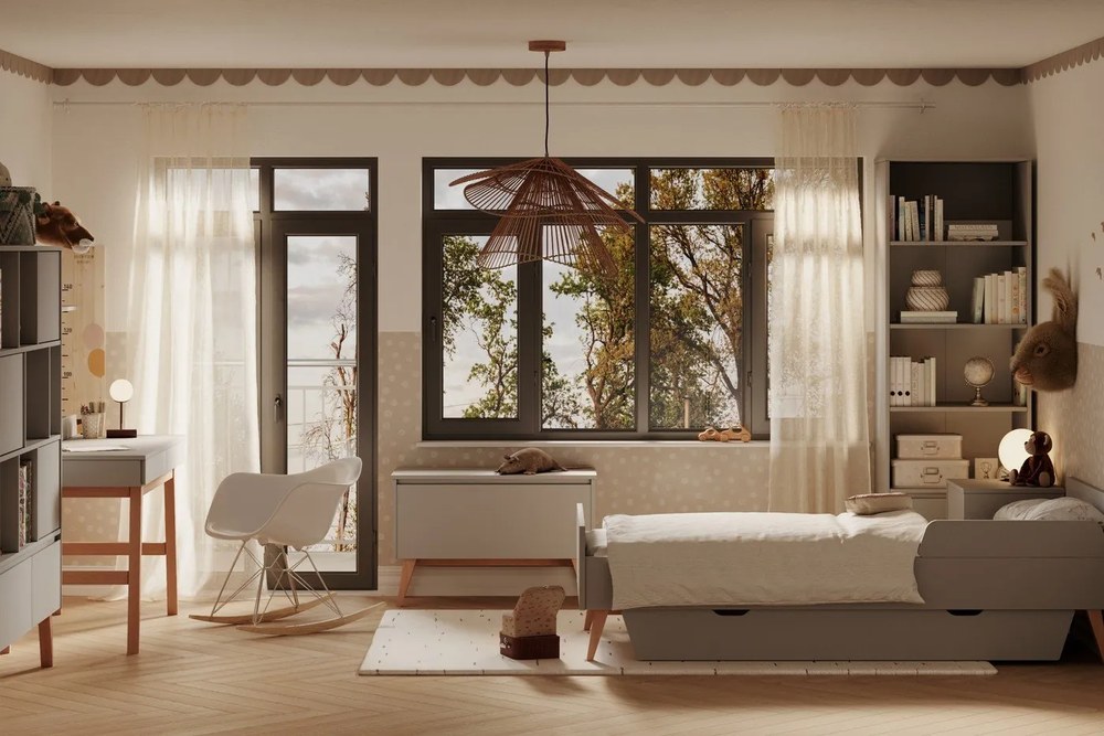 Sivá zásuvka pod detskú posteľ 90x200 cm Swing – Pinio