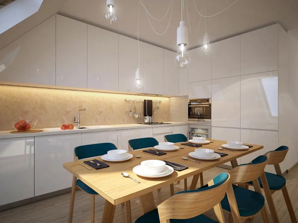 Bulharská, kuchyň s obývakem