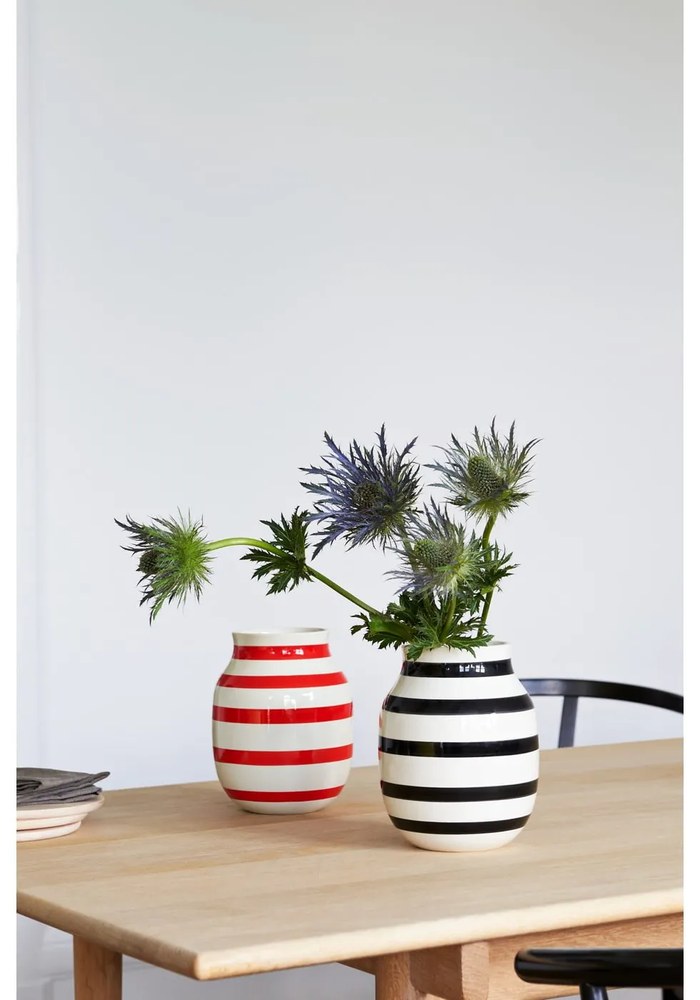 Čierno-biela kameninová váza Kähler Design Omaggio, výška 20 cm