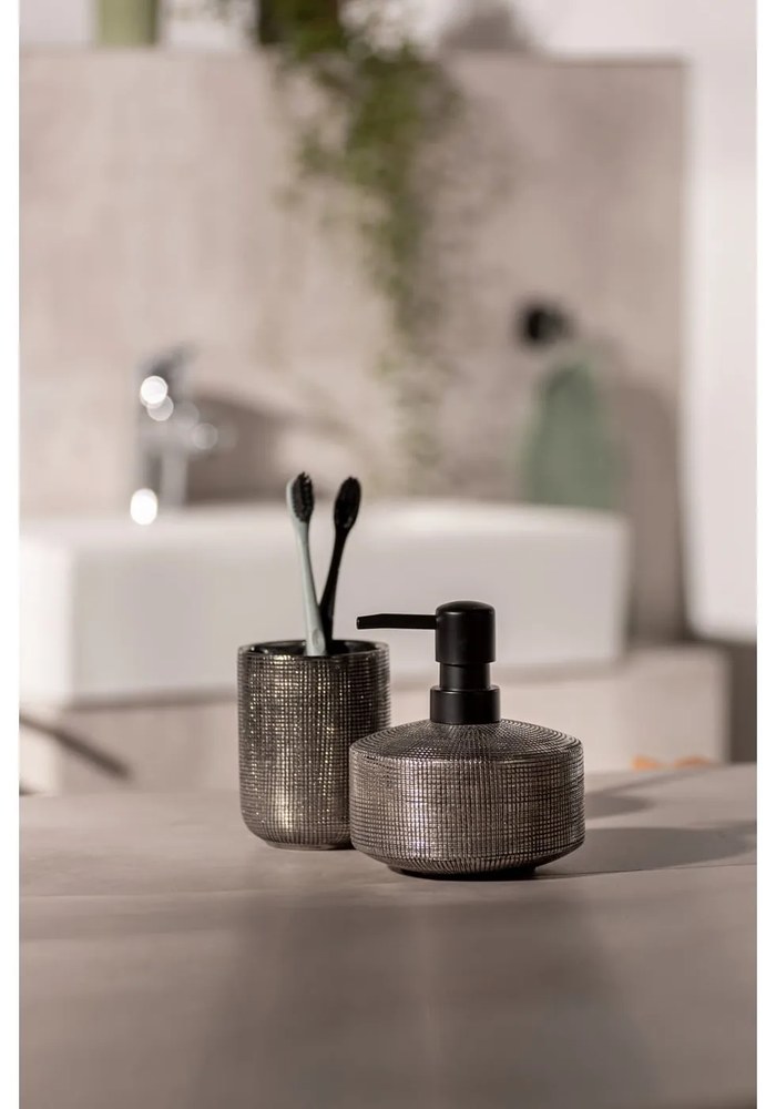 Keramický téglik na zubné kefky v striebornej farbe Rivara – Wenko