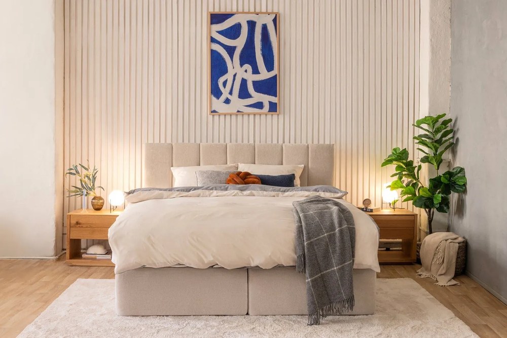 Béžová boxspring posteľ 180x200 cm Olia Bold Line – Bonami Selection