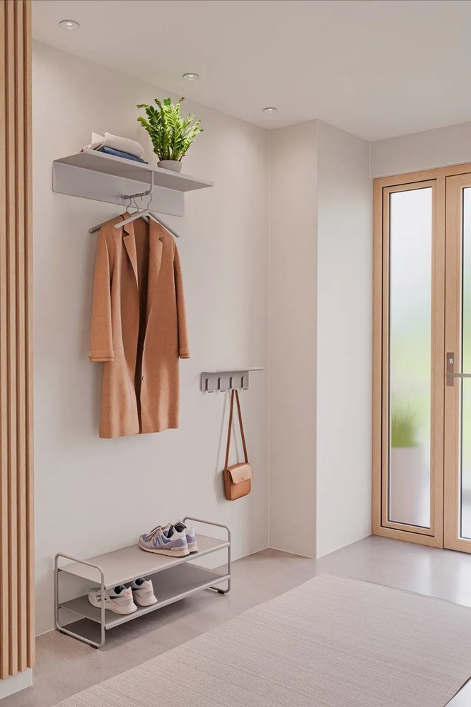 Svetlosivý oceľový nástenný vešiak s poličkou 11,5 cm A-Hallway – Zone