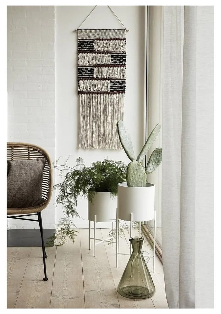 Súprava 2 bielych železných kvetináčov na podstavcoch Hübsch Haggo