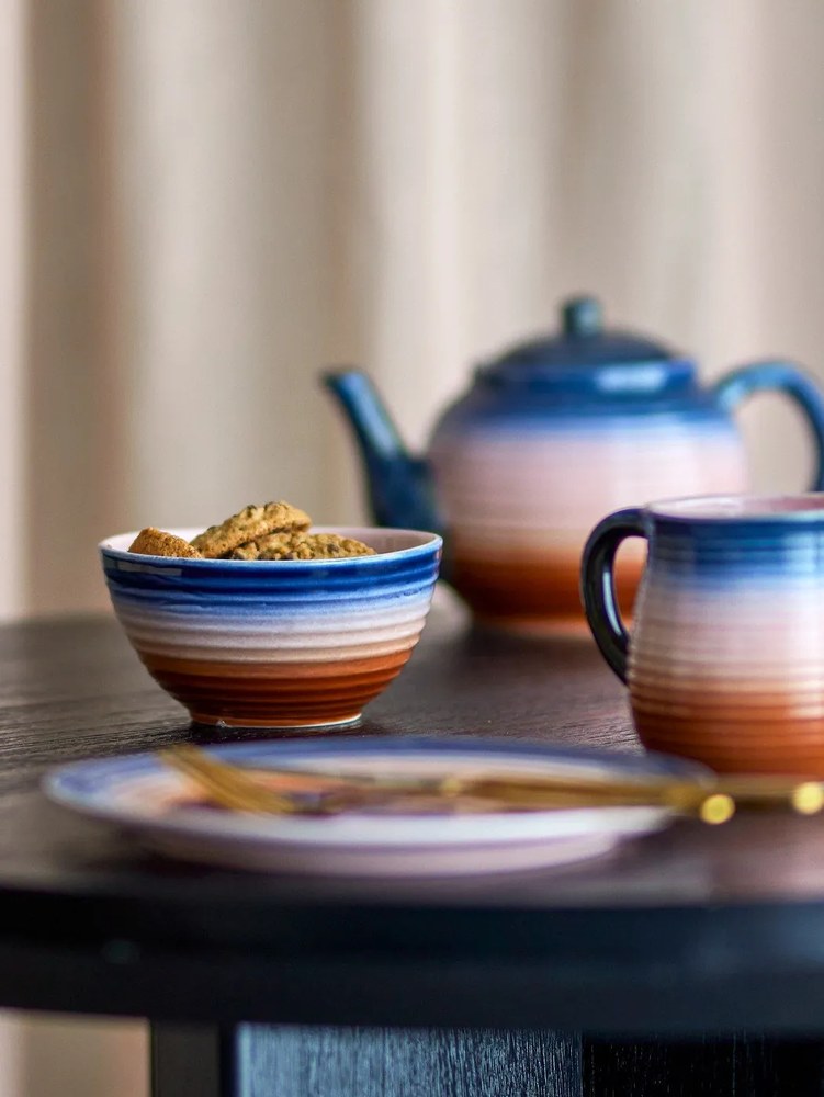 Modré/oranžové keramické misky v súprave 4 ks 110 ml Tatum – Bloomingville