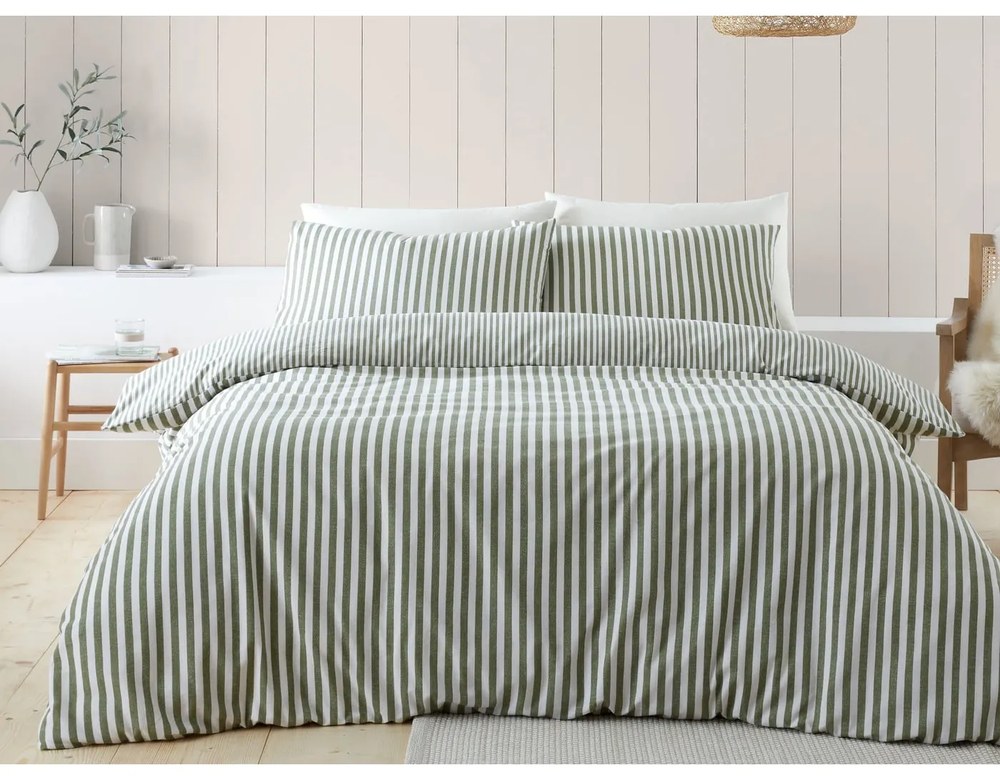 Zelené flanelové obliečky na jednolôžko 135x200 cm – Catherine Lansfield