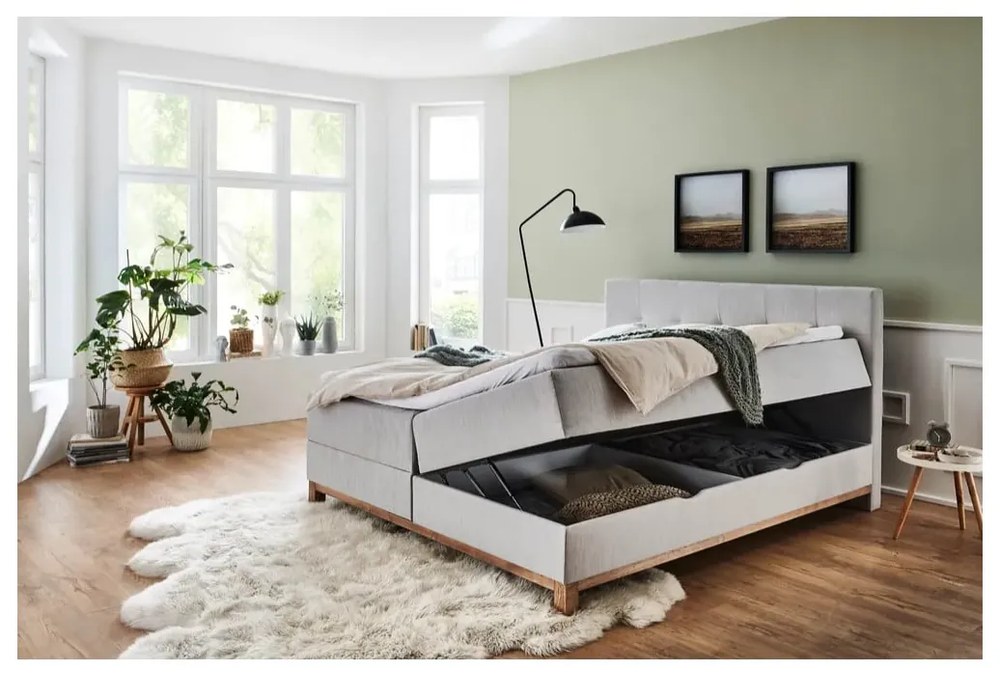 Svetlosivá boxspring posteľ s úložným priestorom 180x200 cm Catania - Meise Möbel