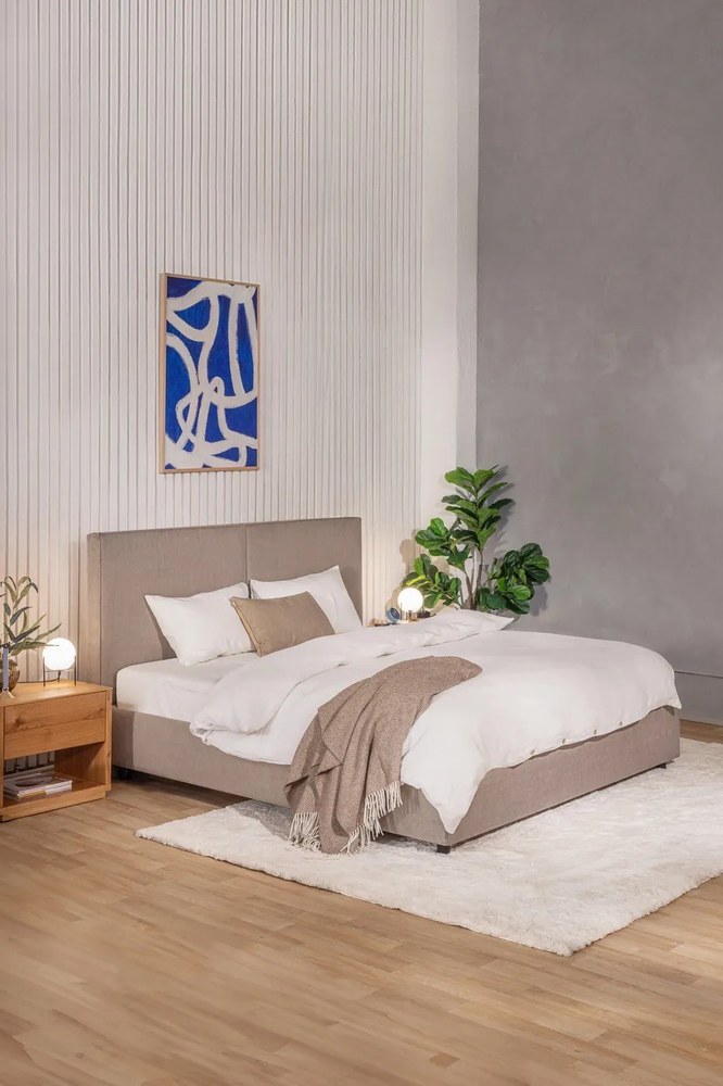 Čalúnená dvojlôžková posteľ taupe s úložným priestorom s roštom 160x200 cm Myra Bold – Bonami Selection