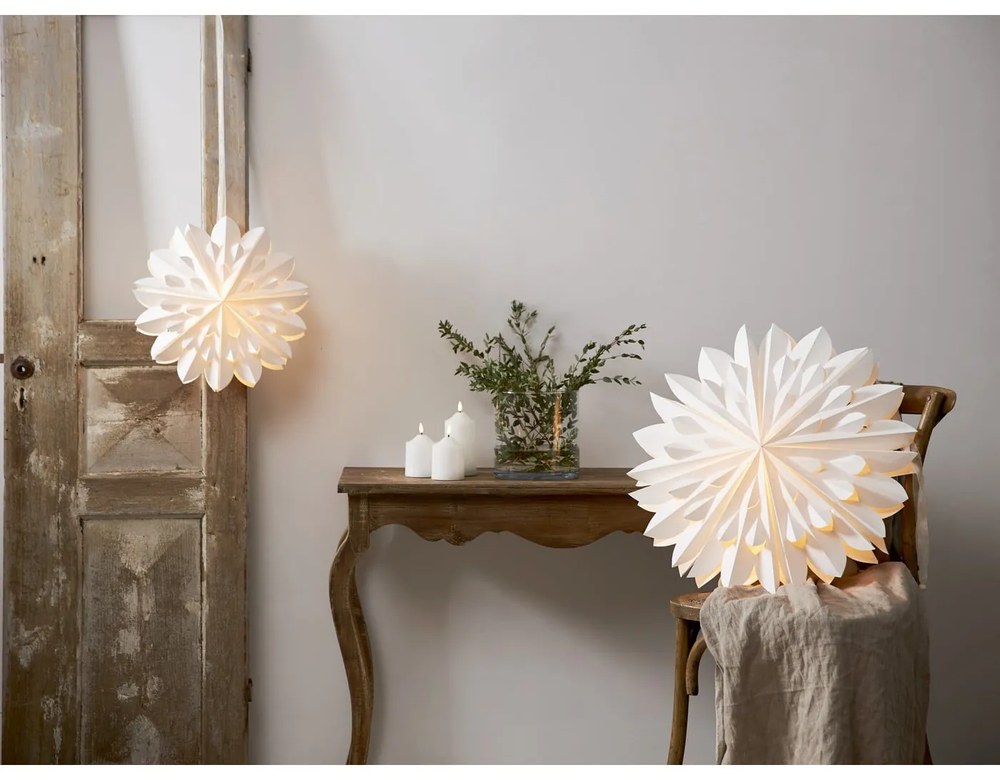 Biela vianočná svetelná dekorácia Star Trading Clipp, ø 60 cm