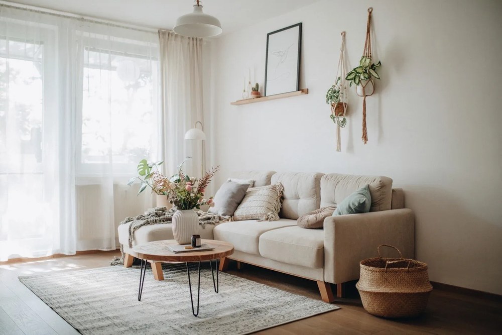 Svetlý úložný košík z morskej trávy Compactor, ⌀ 36 cm