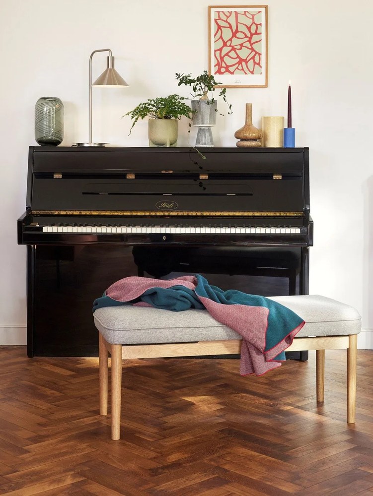 Fialovo-zelený bavlnený pléd Hübsch Cozy, 130 x 200 cm