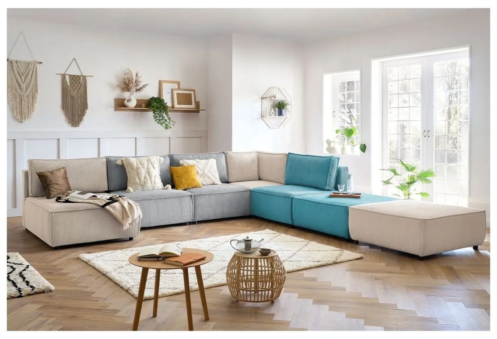 Modrá menčestrová podnožka Nihad modular – Bobochic Paris