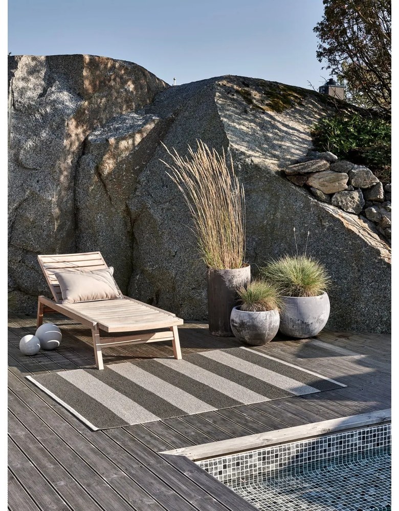 Antracitovo-krémový vnútorný a vonkajší behúň 70x150 cm Bob Charcoal Linen – Pappelina