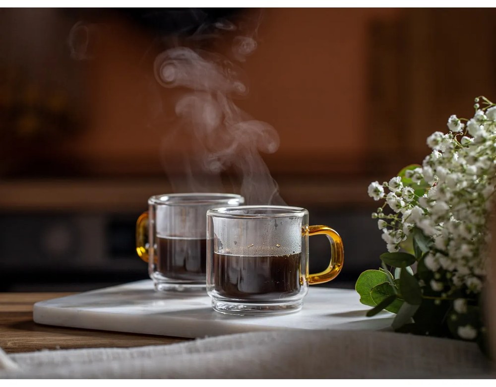 Súprava 2 dvojstenných hrnčekov Vialli Design Amber, 80 ml