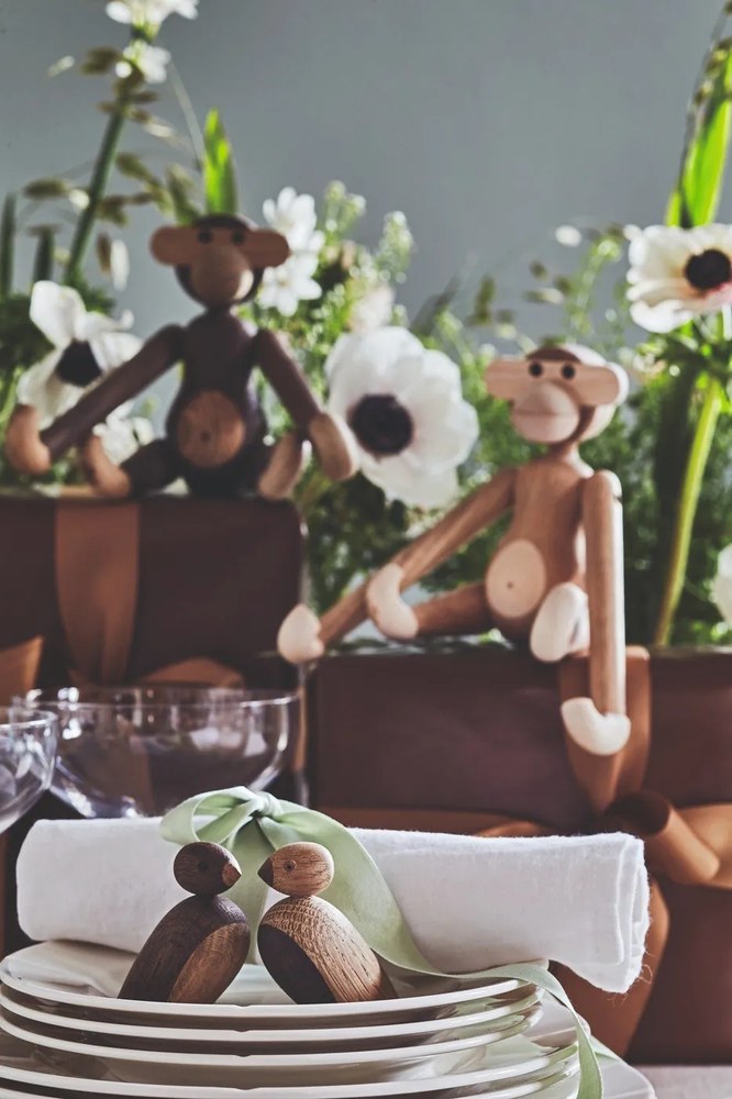 Soška z masívneho dubového dreva Kay Bojesen Denmark Monkey