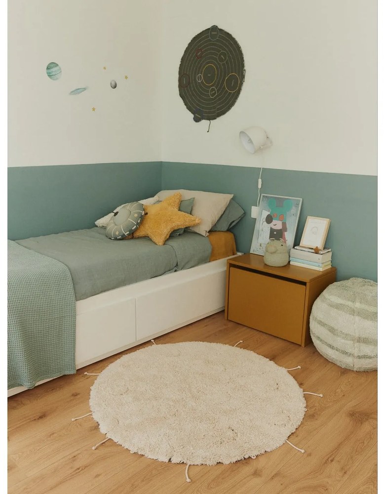 Krémový prateľný ručne tkaný bavlnený okrúhly koberec ø 100 cm Moon Multishape – Lorena Canals