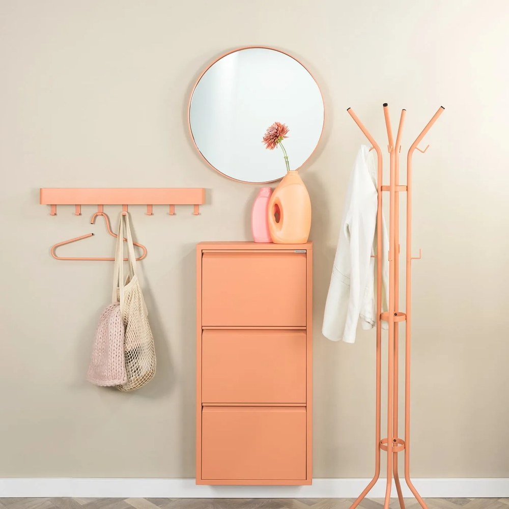 Kovový nástenný vešiak v lososovej farbe s poličkou Dax Play – Spinder Design